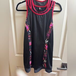 Tail Black and Pink Patterned Midi Dress